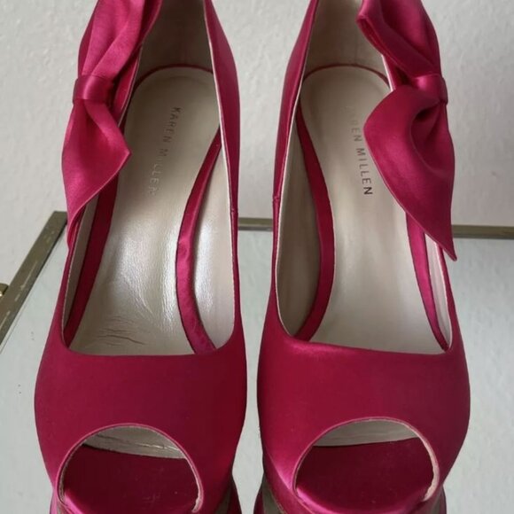 Pink Satin Platform Shoes US 8.5 - Picture 3 of 6
